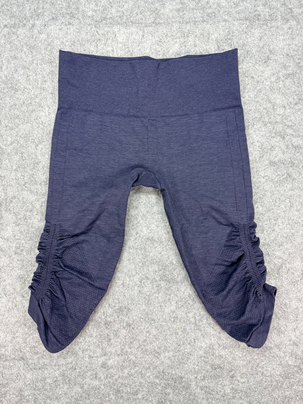 Lululemon In The Flow Crop Leggings Heathered Navy Blue Ruched Capri Size 6